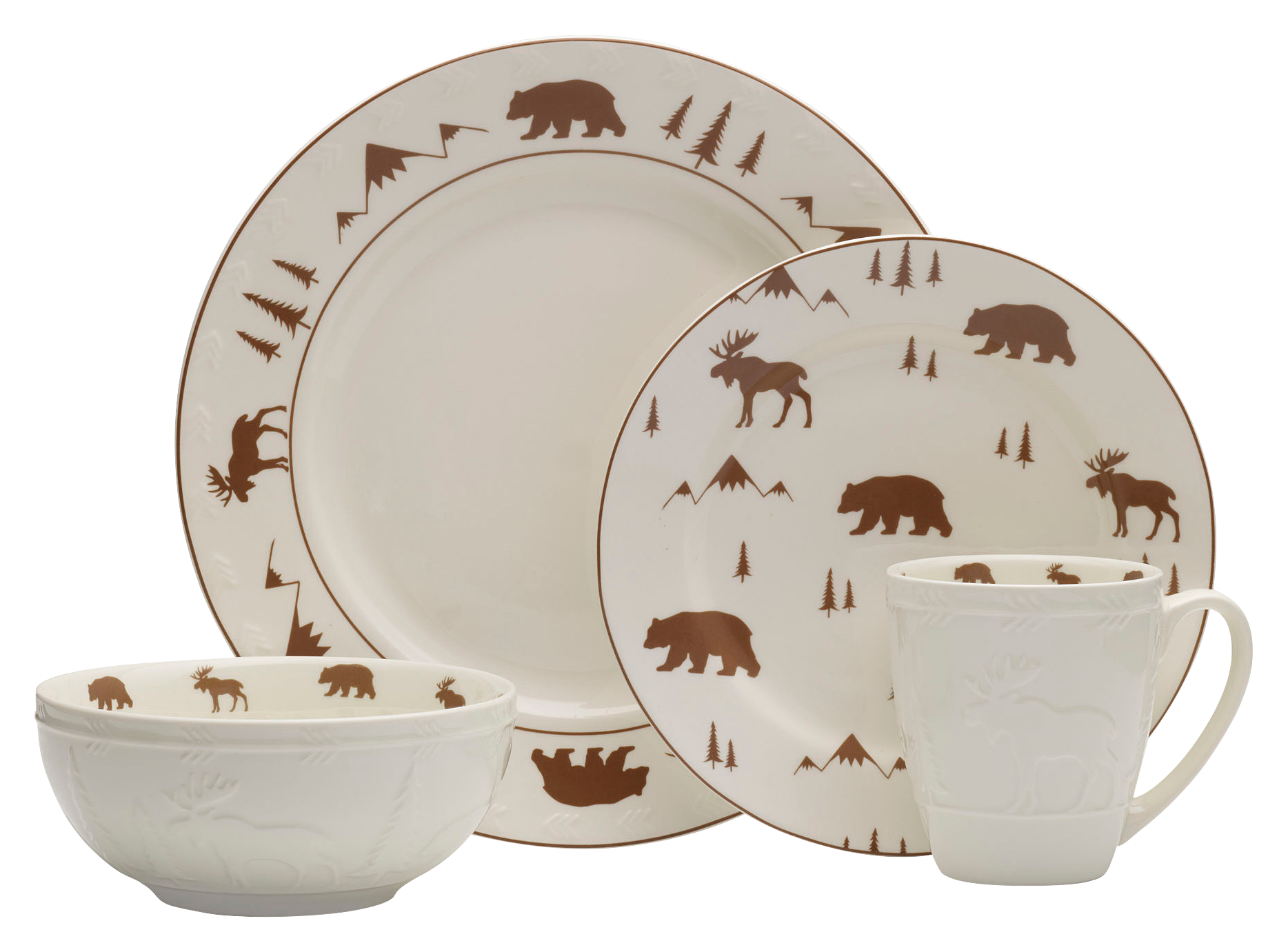 White River Animal Tracks Embossed 16Piece Dinnerware Set Cabela's